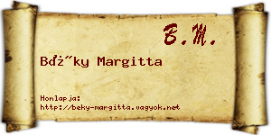 Béky Margitta névjegykártya